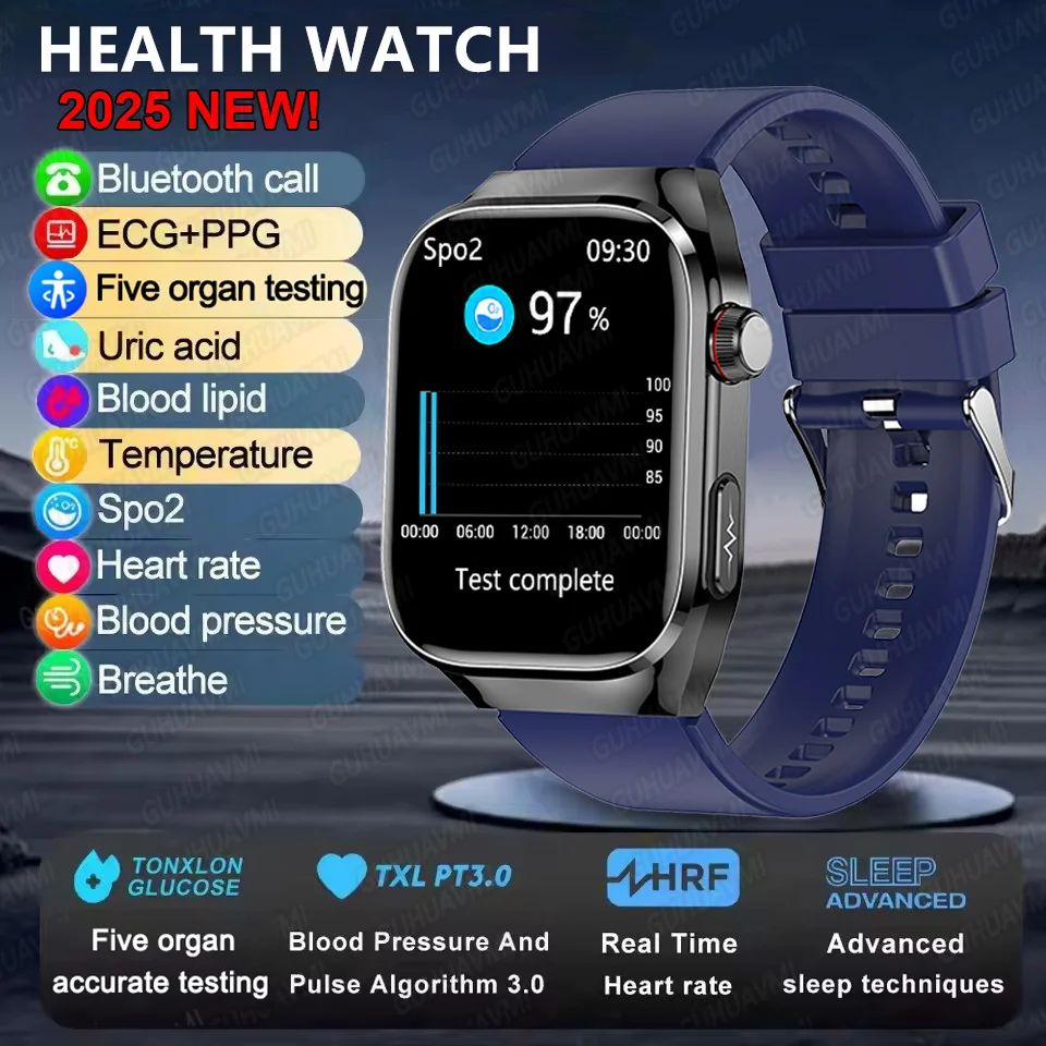 2025 Novo Smartwatch Tela AMOLED de 2.04 polegadas Chamada Bluetooth IP68 À Prova D'água 650mA Smartwatches Esportivos Masculinos Android Grau Militar