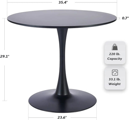 Small Pedestal Table for Dining Room Kitchen Living Room Round Dining Table, 36 Inch Tulip Table with MDF Top and Steel Base