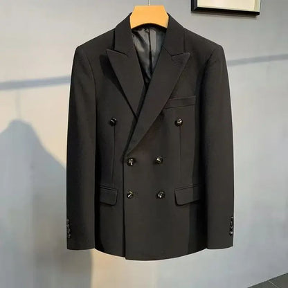 Jacket for Men Dress Jackets Coats Double Breasted Black Business Man Suits and Blazers Simple New in Korean Style Clothes 2025