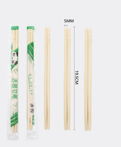 100 Pares de Pauzinhos Descartáveis de Bambu para Restaurante Embalados Individualmente Hashi Sushi Comida Talheres