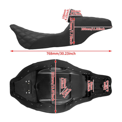 Assento de motocicleta para motorista e passageiro com encosto para Harley Touring Street Glide Road King FLHTK 09-2023