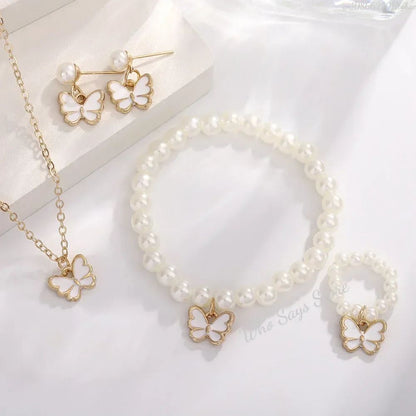 Conjuntos de Joias de Borboleta com Cristal Acrílico Romântico Pulseira Anel Colar Brinco Conjunto para Mulheres Acessórios de Vestido de Jantar de Casamento