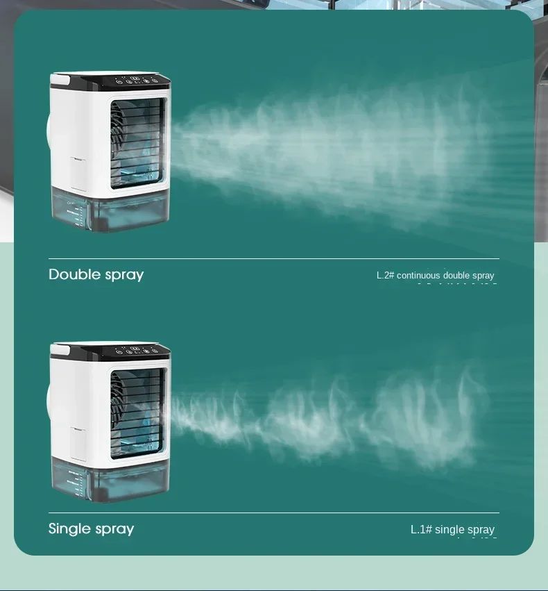 Ar Condicionado Portátil Ventilador de Mesa Pulverização Dupla Atomização Ultrassônica 3 Velocidades Silencioso Refrigerador de Ar Luz Noturna Ventilador Elétrico para Casa