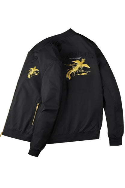 White, black men's phoenix embroidery jacket Slim youth jacket Outdoor sports trend tops Men's jackets