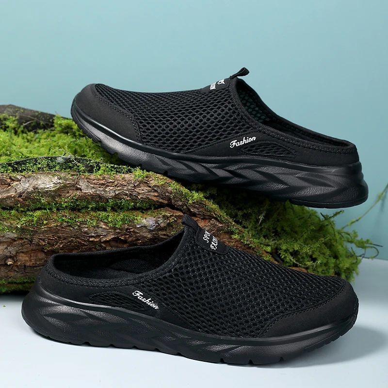Fashion Men Half Slippers Anti-slip Men's Casual Shoes Lightweight Male Flat Slippers Breathable Fashion Slip on Flats Outdoor