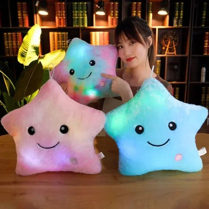 Luminous Star Plush Throw Pillow Bright Led Light Star Stuffed Cushion Sofa Decorative Pillow Office Sleeping Back Cushion Decor