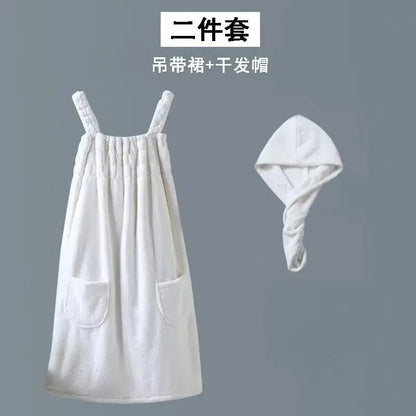 Women Wearable Bath Towel Wearable Towels Coral Fleece Women's Bath Skirt Absorbent Bath Skirt Shower Sauna Wear Towel