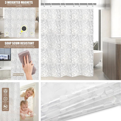 Clear Shower Curtain PEVA Transparent Bathroom Liner Waterproof 180x200CM Bath Curtains Bathroom Mould Proof Curtains with Hooks