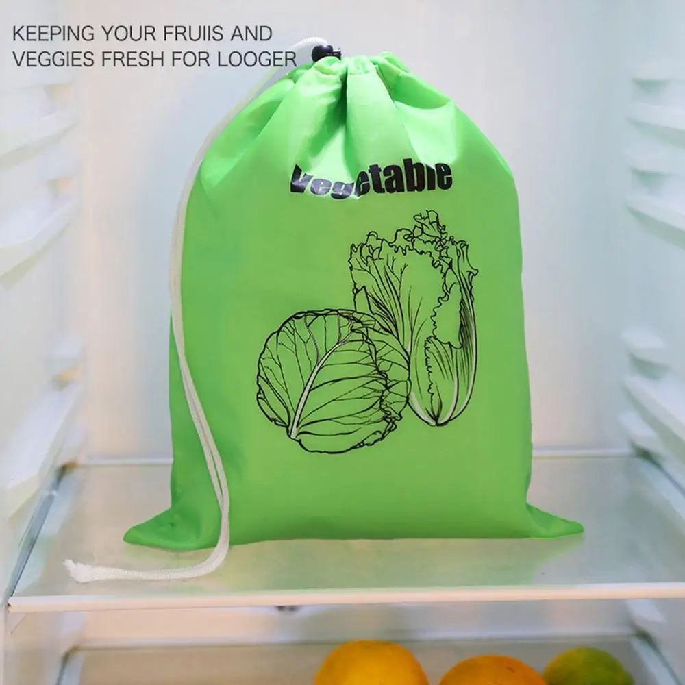 Fruits Preservation Storage Bags Reusable Drawstring Fresh Keeping Bundle Pocket For Banana Vegetables Lettuce Organizer