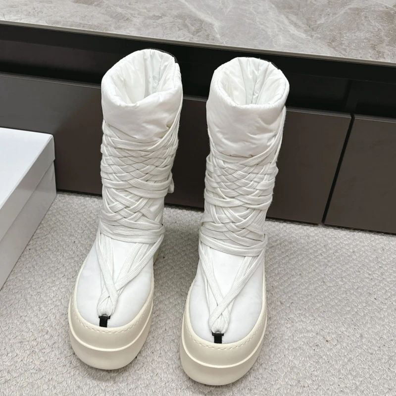 2025 New Men Boots Top Quality Platform Lace Up Winter Boot Size 35-46  Designer Fashion Women Knee High  Platform Boots