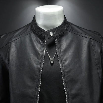 Leather Men's Jacket Spring and Autumn Casual Motorcycle Armored Jacket Black Motorcycle PU Leather Jacket Men's Clothing M-5XL