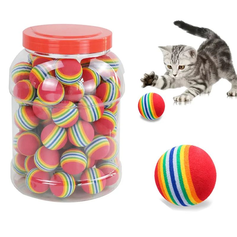 10/5 unidades de bolinhas de brinquedo de arco-íris para gatos, interativas, para brincar, morder, chocalho, arranhar, treinar, brinquedo de bolinha de arco-íris para gatos, suprimentos para animais de estimação