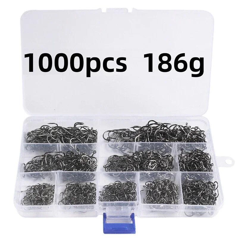 Anzol de Pesca Aço Carbono Forte Afiado Prata Circular Anzol 3#-12# Jig Barbed Pesca Isca Portátil Equipamento de Pesca 50-1600Pcs/Caixa