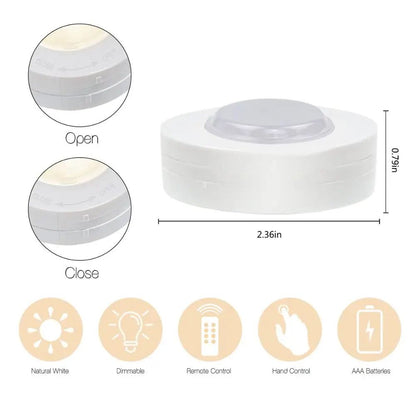 Luzes de LED Sem Fio com Controle Remoto Dimerizável a Pilha para Cozinha, Armário e Guarda-Roupa