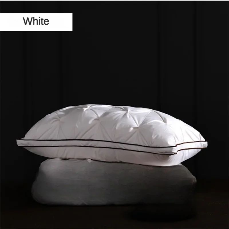 Goose Down Pillow White Cotton Pillow Cover Rectangle Bedroom Sleep 5-Star Hotel Pillow Low-Mid-high Pillows for Sleeping