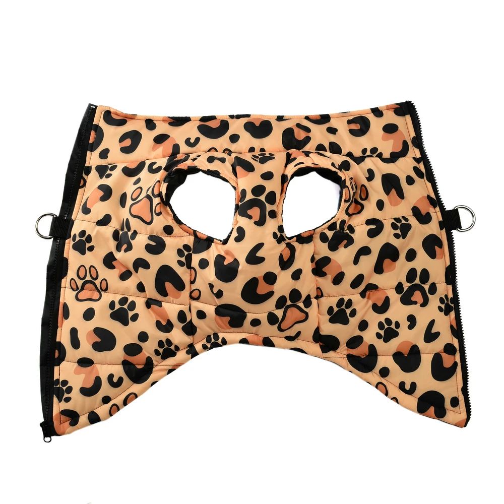 Dog Jacket Winter Warm Clothes For Small Medium Dogs Cats Leopard Print Pet Puppy Coat With D-ring Chihuahua Yorkie Pug Outfits