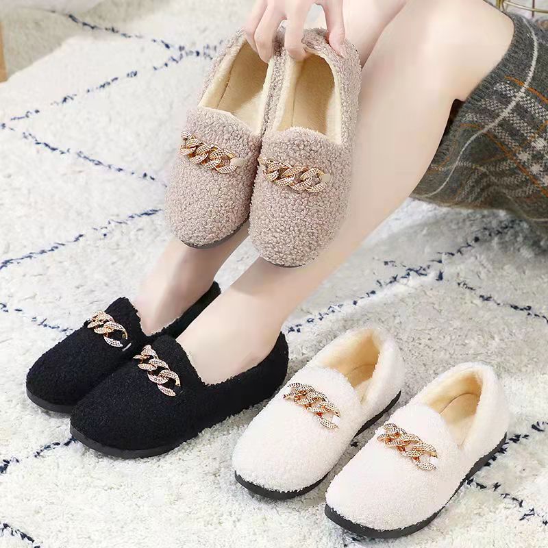 Womens Slippers Warm Short Plush Lining House Shoes Moccassins Slip on Fashion Lady Flats Loafers Non Slip 2023