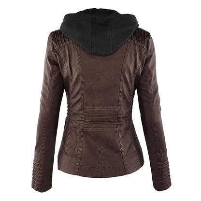 Gothic Faux Leather Jacket Women Coat 2025 Hoodies Winter Autumn Motorcycle Jacket Black Outerwear Leather PU Basic Jacket Coat