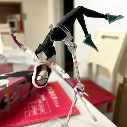 Anime Homem-Aranha Shf Figuarts Miles Morales Gwen Bonecos de Ação Gwen Aranha Mulher Estatueta Homem-Aranha Figura PVC Modelo Boneca Brinquedos