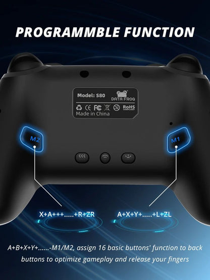 DATA FROG Wireless Pro Game Controller Bluetooth Gamepad With 1000mAh Battery Programmable Turbo Function For Nintendo Switch Sw