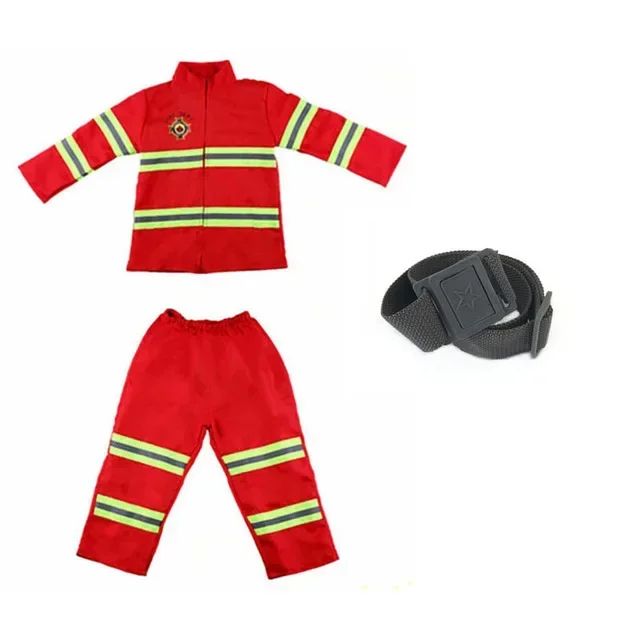 Children Fireman Cosplay Costume Boys Girls Halloween Carnival Party Sam Fireman Uniform Workwear Christmas Gift