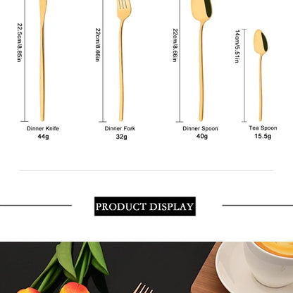24Pcs Stainless Steel Dinnerware Set Kitchen Fork Spoon Knife Dinner Cutlery Set White Silver Western Flatware Tableware Set