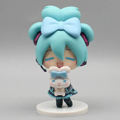 Anime Hatsune Miku Figure Cinnamoroll Figures Miku Kawaii Action Figurine Q-version Doll Model Pvc Desktop Decoration Toys Gifts