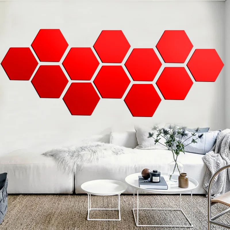 3/6/12pcs 3D Hexagon Mirror Wall Sticker DIY TV Background Living Room Stickers Wall Decor Bedroom Bathroom Home Decoration
