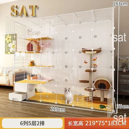 -Luxury Cat Cage Home Indoor Livingroom Balcony Cats Villa Super Large Free Space Kitten Pet House with Climbing Frame