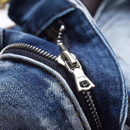 Blue Eyed Snake Embroidery Street Style Jeans For Teenagers Elastic Waist Cotton Material Casual Scene Suitable