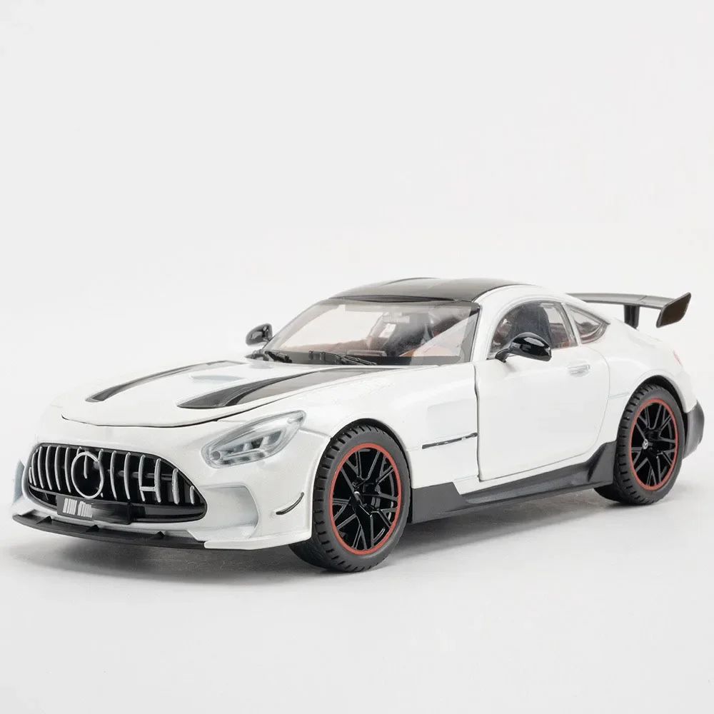 Miniatura de Carro Benz AMG GT-R Escala 1:18, Modelo de Brinquedo em Liga Fundida, Supercarros com Portas que Abrem, Luz e Som, Veículo com Fricção para Meninos, Presentes de Aniversário