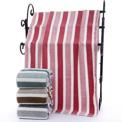 1 Set Striped Face Towel 35x75cm for Bathroom and Soft and Absorbent Quick-Drying Experience Microfiber Bath Towel 70x140cm