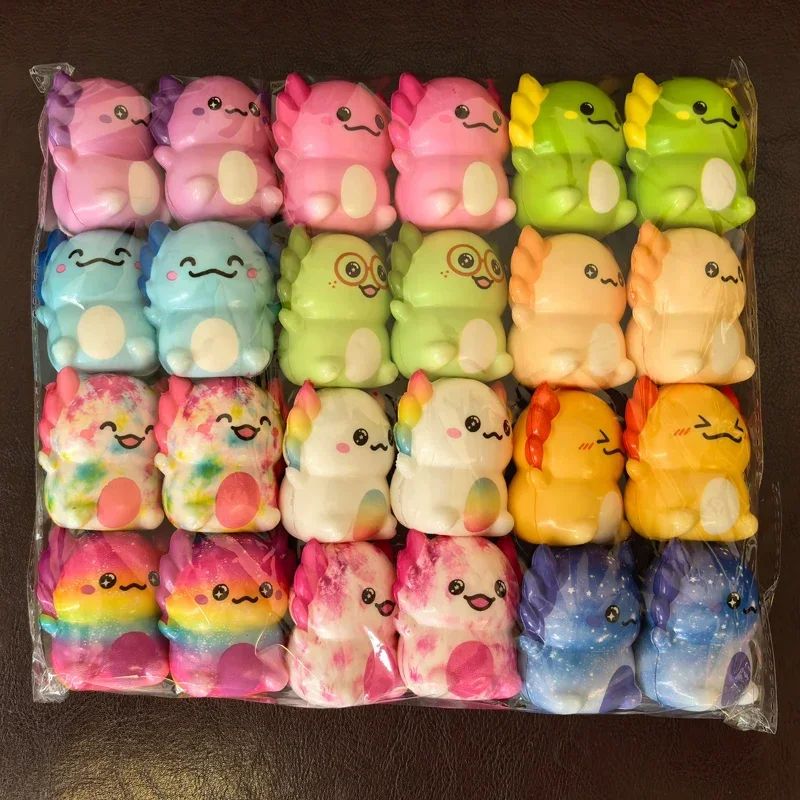 && 12/24PCS Kids Adult Mini Kawaii Newt Cute Squishy Stress Relief Squeeze Toy Slow Rising Toy Carnival Goodie Party Send Gift