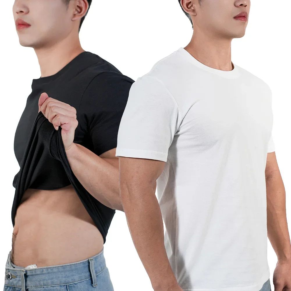 1pc Mens T Shirt Short Sleeve Cotton Plain Tops Tees Fitness Muscle Joggers Bodybuilding Tshirt Male Gym Clothes Slim Fit Shirt