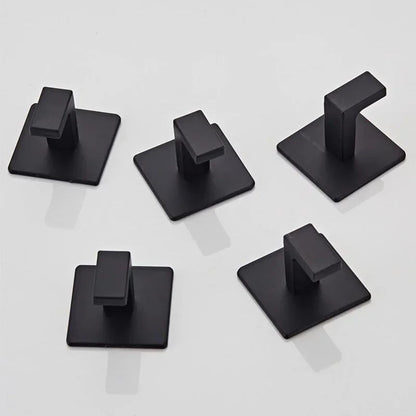 1-4pcs Bathroom Adhesive Wall Black Robe Hooks Towel Hook Coat Holder Keys Clothes Hanger Bathroom Kitchen Hardware Accessories