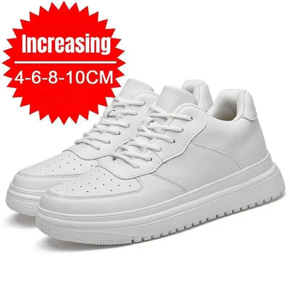 PDEP Tênis Masculino Aumento de Altura 10cm Invisível Elevador Branco Couro Esportivo Zapatillas De Hombre Tamanho Grande 46