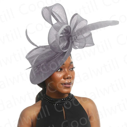 Chapéu Fascinator de Casamento Feminino, Chapéu de Millinery para Eventos Formais na Igreja, Chá, Corrida Kentucky Derby, Chapeau com Pena