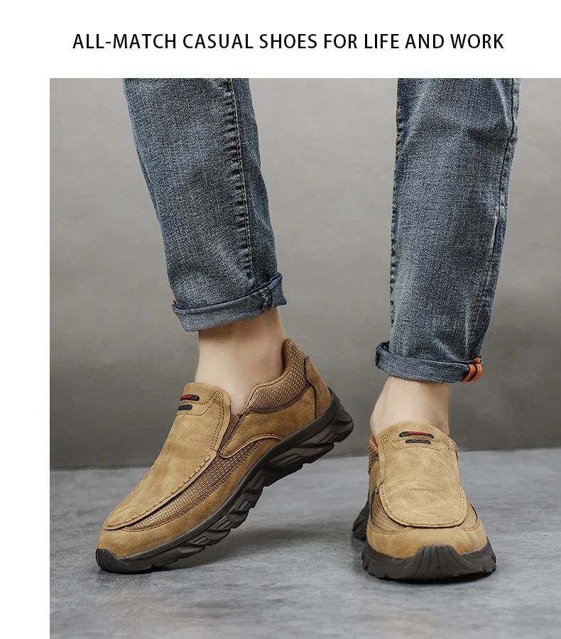 Men Leather Casual Shoes Breathable Loafers Men Sneakers 2024 New Male Comfortable Leather Flat Footwear Sneakers Men Shoes