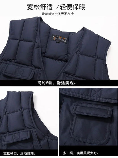 Jaqueta Colete Masculino de Inverno Grosso Quente com Vários Bolsos, Colete de Pesca de Caça, Colete Tático Masculino ao Ar Livre, Casacos Quentes Sem Mangas com Zíper
