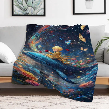 The Little Prince Cartoon Throw Blanket Soft Microfiber Bedding for Winter Picnic Plaid Print King Size
