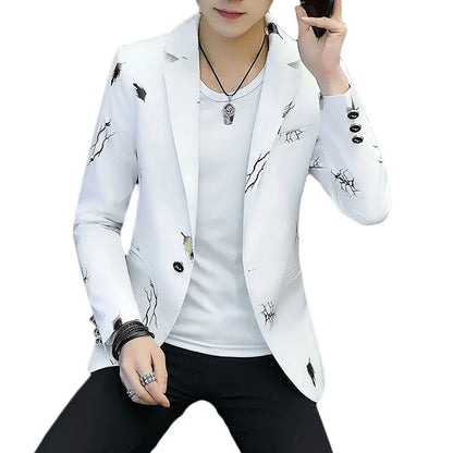 2025 Men's Autumn Casual No Slit Printing Leisure   blazer