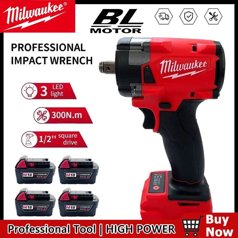 Milwaukee  Electric Cordless Wrench Brushless Screwdriver Compatible  Electric Screwdriver Drill Service Tool Car Truck Repair