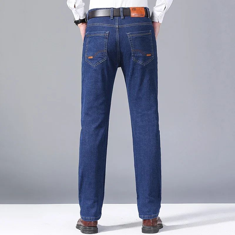 Calça Jeans Masculina de Marca de Luxo Stretch Reta Casual Slim Fit Jeans Masculino Design Clássico de Negócios Calça Tamanho Grande
