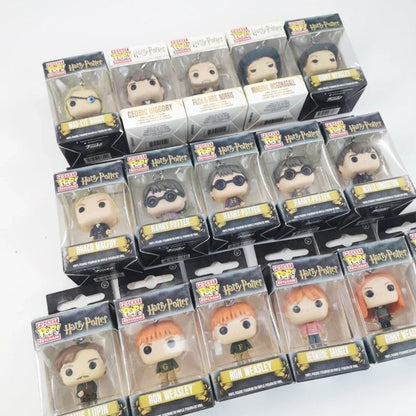 2025 Novo Chaveiro FUNKO Harry com Caixa Ginny Ron Fawkes Hedwig Hermione Pocket Boneco de Ação de Vinil Brinquedos Presentes Decoração