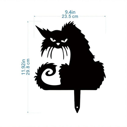 Exclusive Cute Cat Garden Decorative Silhouette - Tiki-Inspired Cat Family Garden Stakes | Perfect Outdoor Statues for Garden