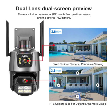 9MP Three Lens Dual Screen PTZ ICsee Alexa NVR Security CCTV WiFi Camera Outdoor8X Zoom Security Camera 4K Video Surveillance
