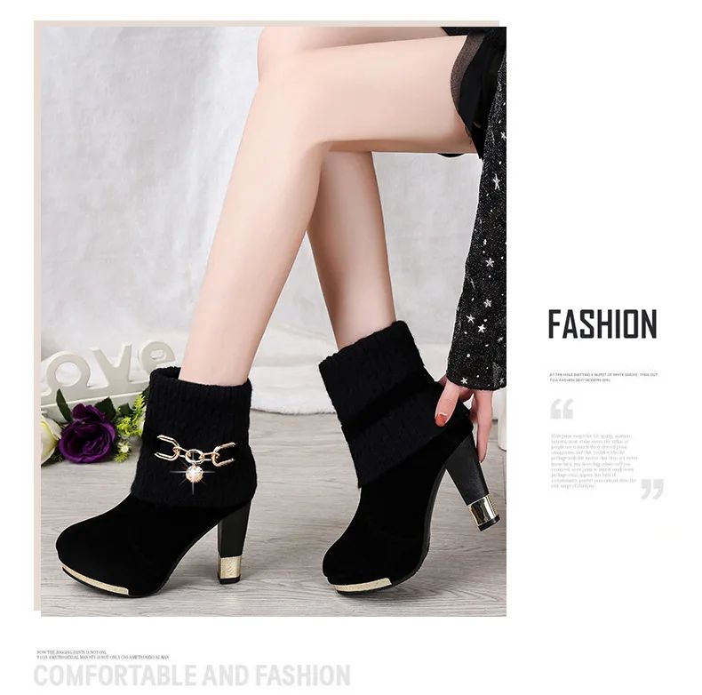 Sapatos femininos de salto agulha super alto com plataforma, sapatos de salto alto, scarpins femininos, botas de tornozelo de camurça bico fino para mulheres, botas de salto grosso NOVO