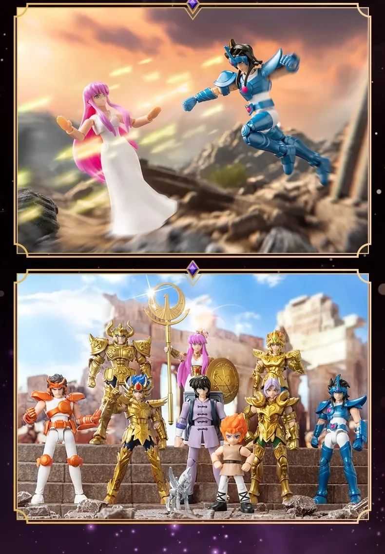 Boneco de Ação Blokees Galaxy Versão Gold Saint Libra Dohko Sagitário Campeão Seiya Mu Aiolia Brinquedos de Montar Presente Infantil