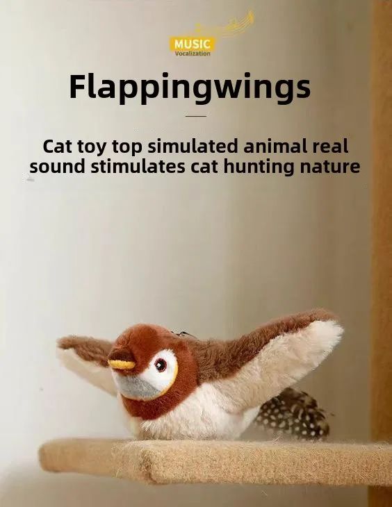 Brinquedo Interativo Hot Cat Catnip Elétrico Pássaro (com Catnip) Cães Gatos Brinquedo de Pelúcia Ranger Ativado por Toque USB Recarregável para Pets