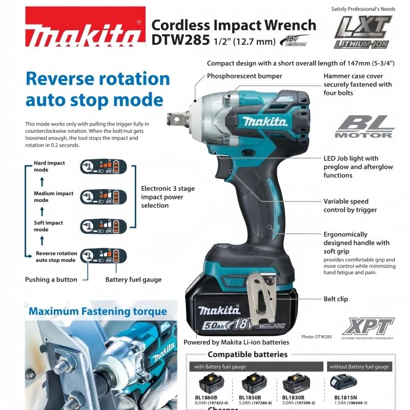 Bateria original Makita 18v para ferramenta elétrica recarregável, bateria substituível de íons de lítio 5Ah/6Ah, 1850 BL1860B 6ah
